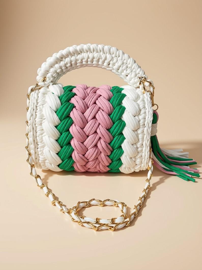 Colorful Crochet Shoulder Bag | Knitted T Shirt Yarn Crossbody Bag | Woven Handbag | Chunky Crochet Purse | Top Handle Bag | Gift for Her