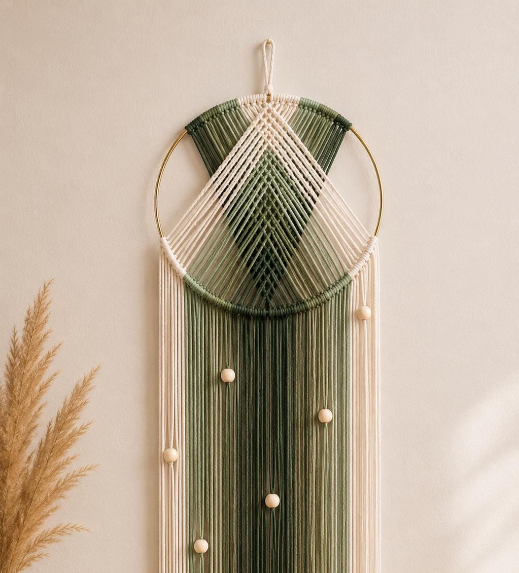 Macrame Dream Catcher | Boho Dreamcatcher Wall Hanging | Cotton Rope Wall Decor | Bohemian Fiber Art | Living Room Decor | Gift for Her