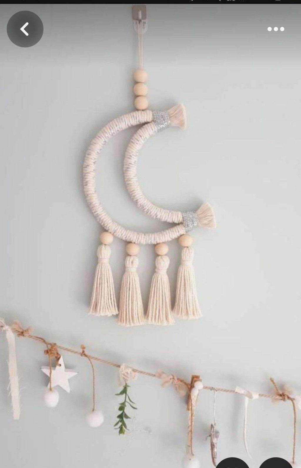 Boho Macramé Crescent Moon Wall Hanging – Handmade Cotton Tassel Decor