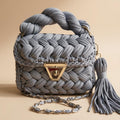 Gray Crochet Sling Bag | Knitted T Shirt Yarn Crossbody Bag | Mini Boho Shoulder Purse | Acrylic Chain Handbag | Summer Bag | Gift for Her