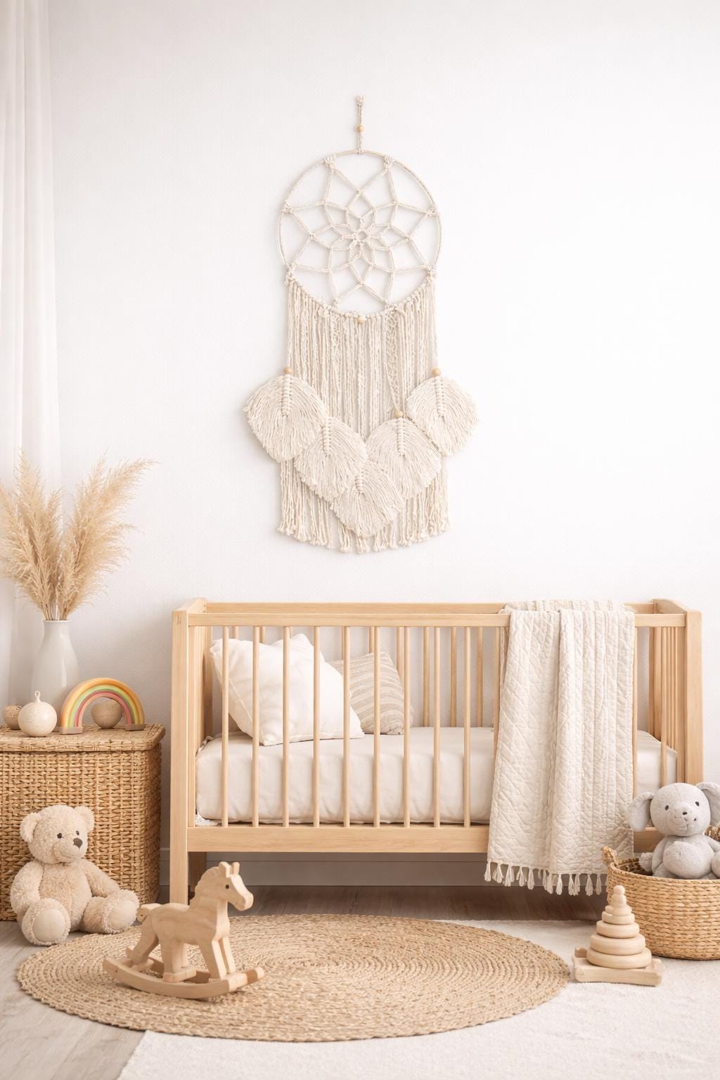 Macrame Dream Catcher Wall Hanging | Cotton Rope Dreamcatcher | Large 36 x 14 Inch Wall Decor | Bedroom Living Room Decor |Birthday Gift