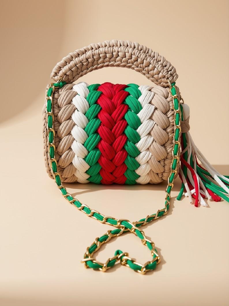 Crochet Shoulder Bag | Vibrant Handwoven Purse | T Shirt Yarn Fashion Bag | Chunky Knit Handbag | Everyday Boho Accessory