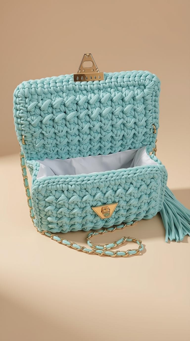 Sky Blue Crochet Bag | T-Shirt Yarn Purse | Knitted Woven Handbag Sling Bag | Summer Crossbody Purse | Everyday Women's Bag | Gift for Her