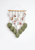 Boho Macramé Photo Wall Hanging – Handmade Leaf Tapestry & Picture Display Decor