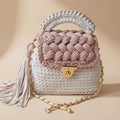 Pink & White Crochet Bag | Bridal Purse | T Shirt Yarn Bag | Knitted Woven Sling Bag | Everyday Handbag | Boho Crossbody Bag | Gift for Her