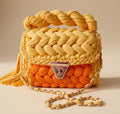 Orange Crochet Sling Bag | Knitted T Shirt Yarn Crossbody Bag | Mini Boho Shoulder Purse | Chain Bag | Summer Beach Handbag | Gift for Her