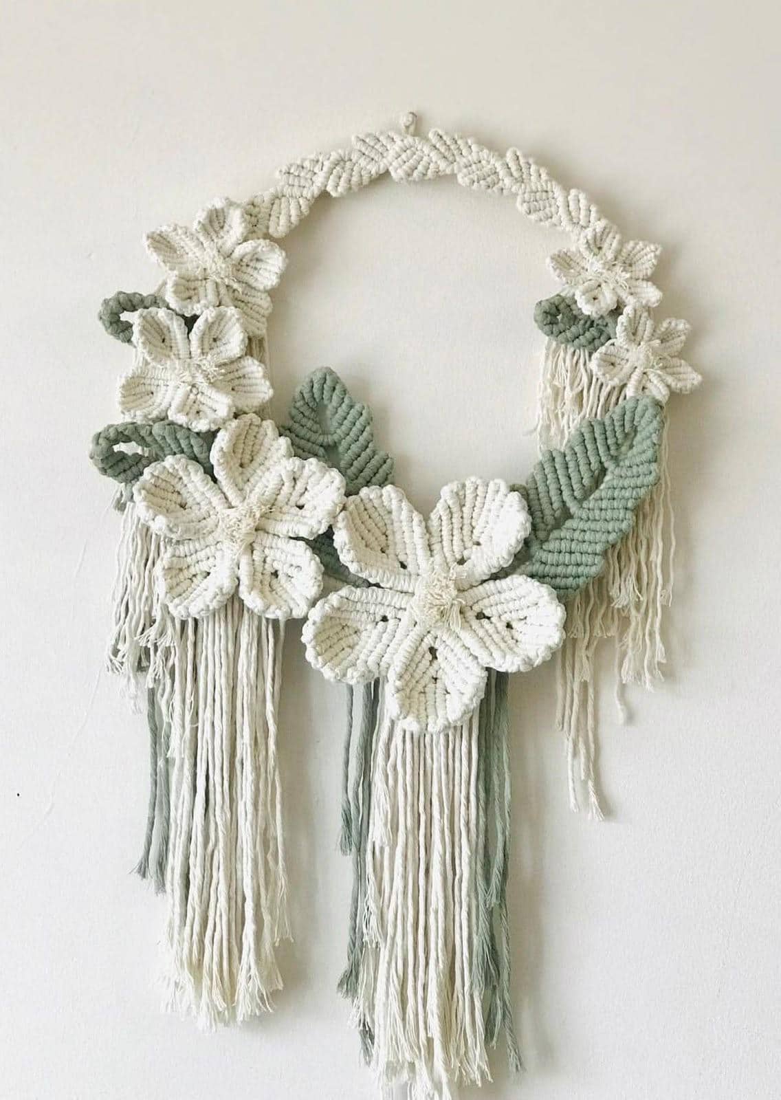 Macrame Floral Wreath Wall Hanging | Handmade Cotton Flower Wall Decor | Boho Botanical Wreath | Nursery Room Decor | Housewarming gift