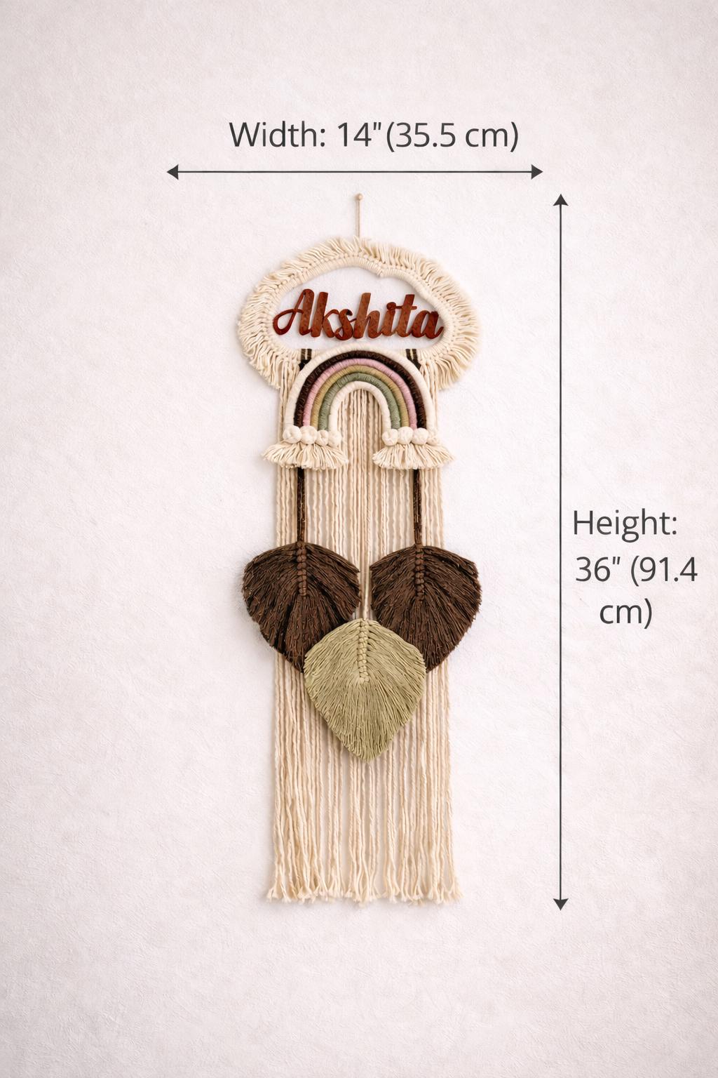 Macrame Rainbow Name Wall Hanging | Handmade Boho Nursery Decor | Custom Name Art | Baby Room Gift |Aesthetic Home Decor Piece