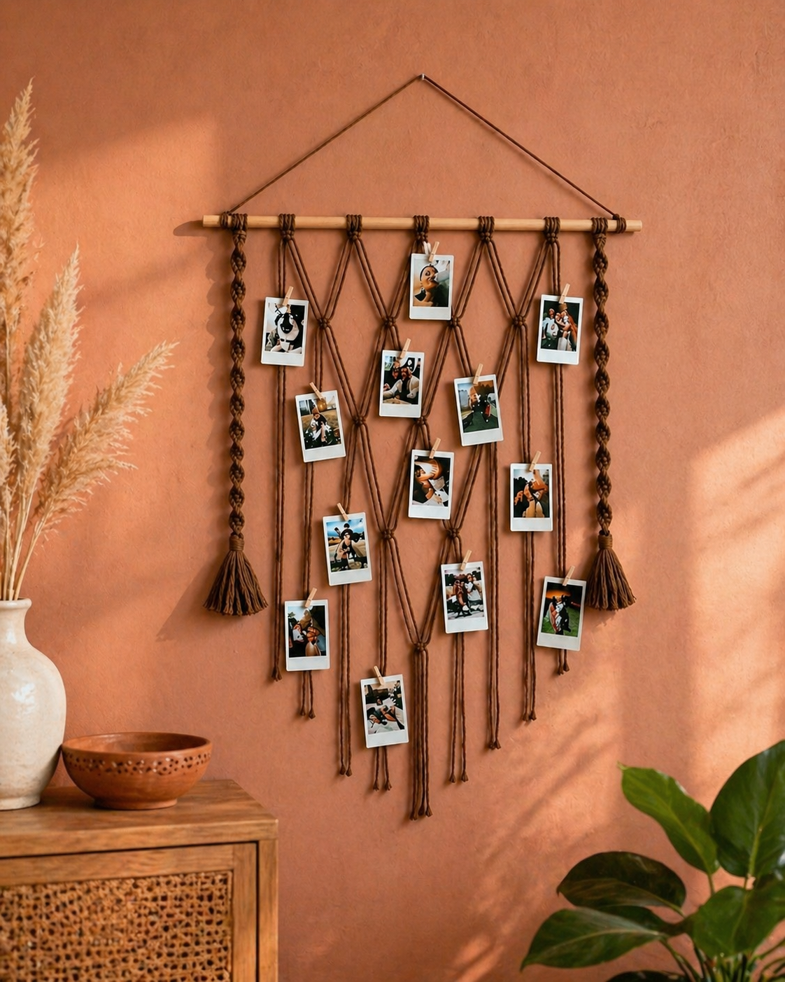 Handmade Boho Macrame Photo Display | Wall Hanging Picture Holder