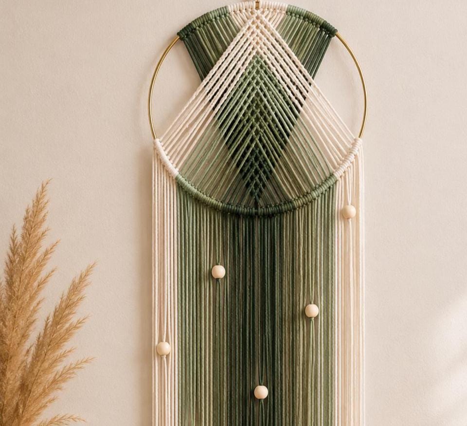 Macrame Dream Catcher | Boho Dreamcatcher Wall Hanging | Cotton Rope Wall Decor | Bohemian Fiber Art | Living Room Decor | Gift for Her
