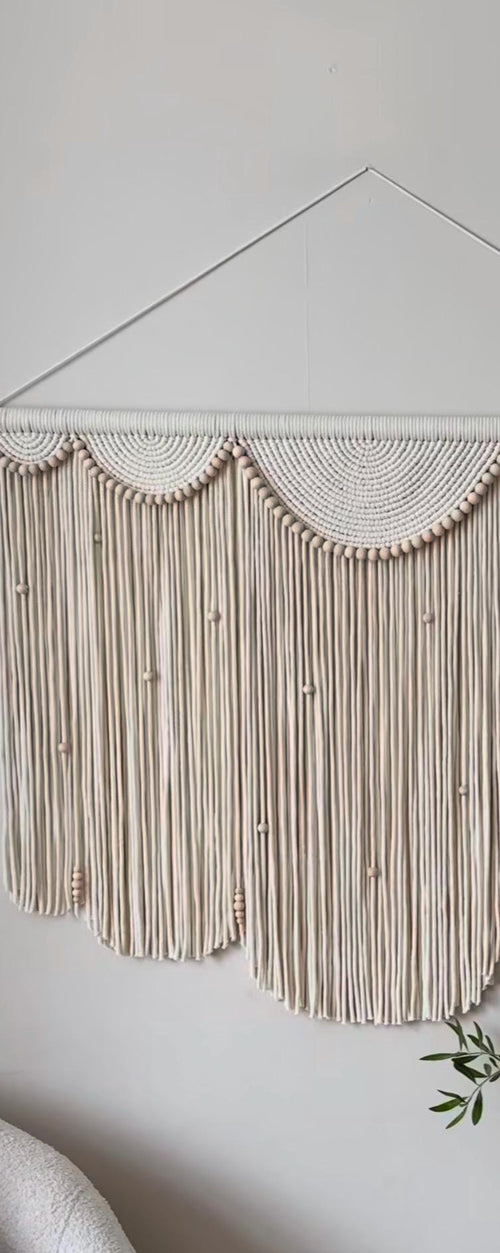 Extra Large Macrame Wall Hanging | Boho Headboard Wall Decor | Handmade Cotton Fiber Art | Living Room Bedroom Decor | 50 x 40 inches