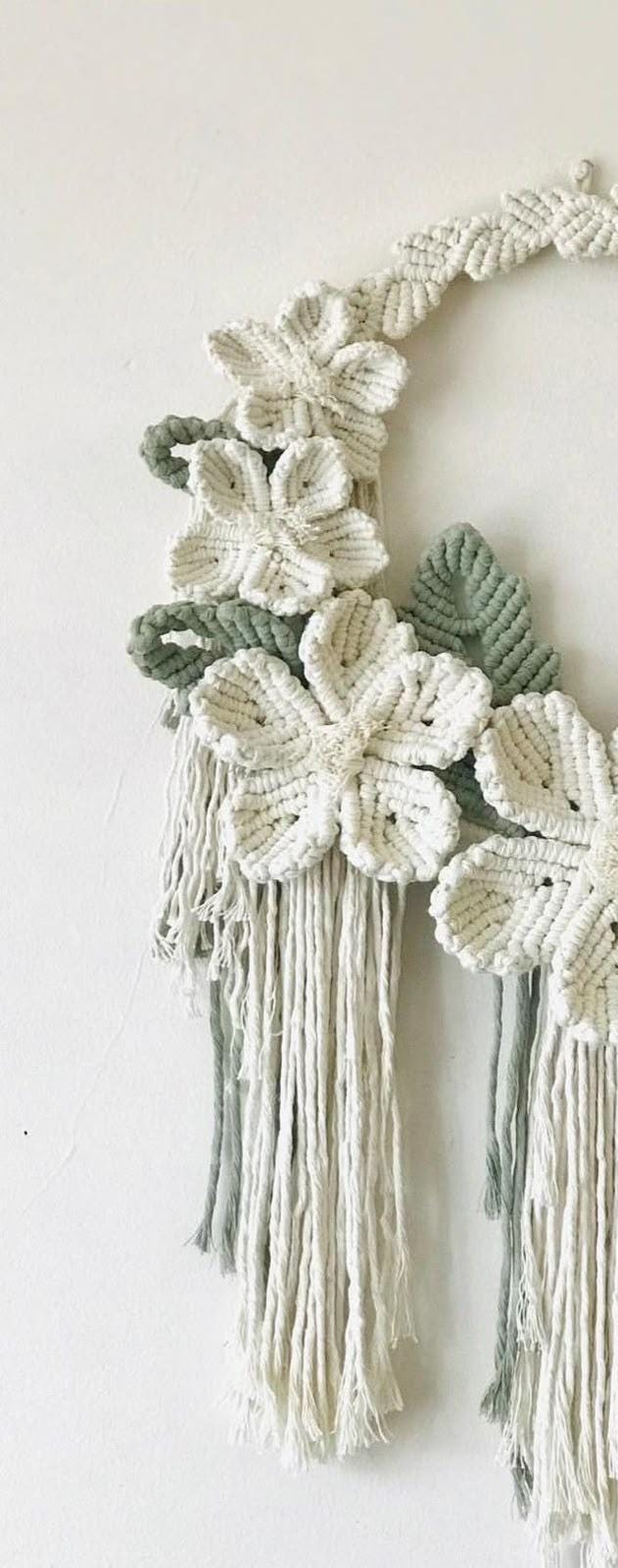 Macrame Floral Wreath Wall Hanging | Handmade Cotton Flower Wall Decor | Boho Botanical Wreath | Nursery Room Decor | Housewarming gift