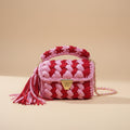 Pink Crochet Shoulder Bag | T-Shirt Yarn Purse |Sling Bag |Knitted Crossbody Handbag | Wedding Bag | Summer Beach Purse | Women's Bag