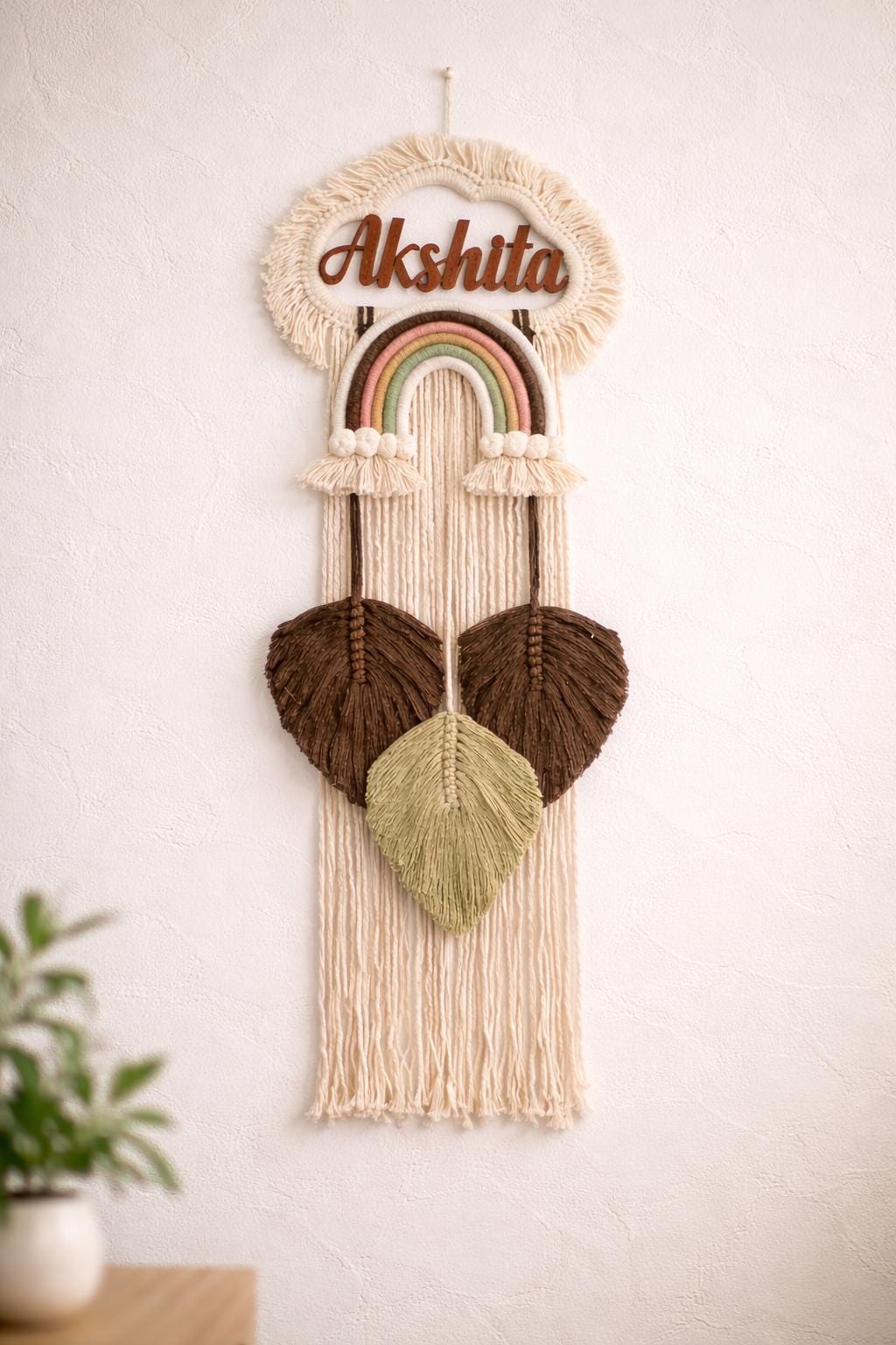 Macrame Rainbow Name Wall Hanging | Handmade Boho Nursery Decor | Custom Name Art | Baby Room Gift |Aesthetic Home Decor Piece
