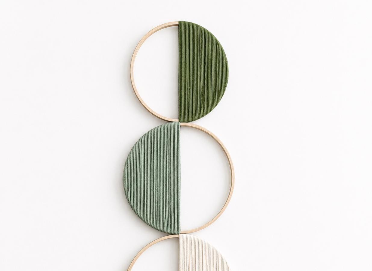 Modern Geometric Macrame Wall Hanging | Handmade Cotton Rope Wall Decor | Minimalist Boho Fiber Art | Wooden Hoop Wall Hanging